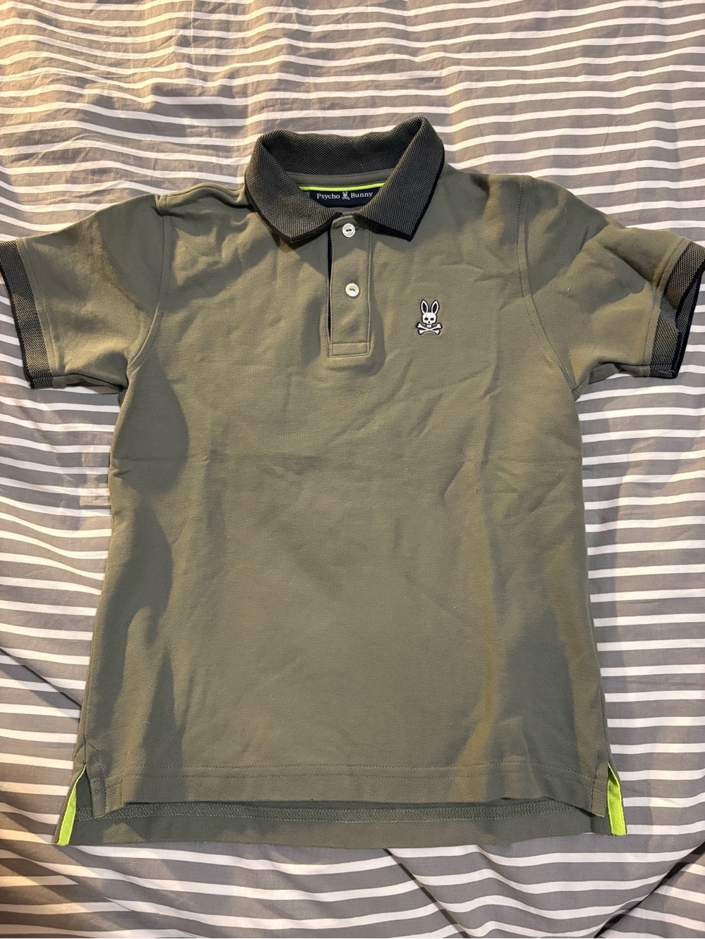 Psycho Bunny Kids Southport Pique Polo Shirt with Contrast Collar, Size 10-12